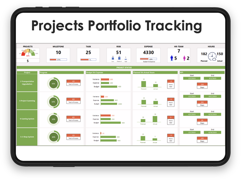 Advanced Project Plan & Portfolio Excel Template