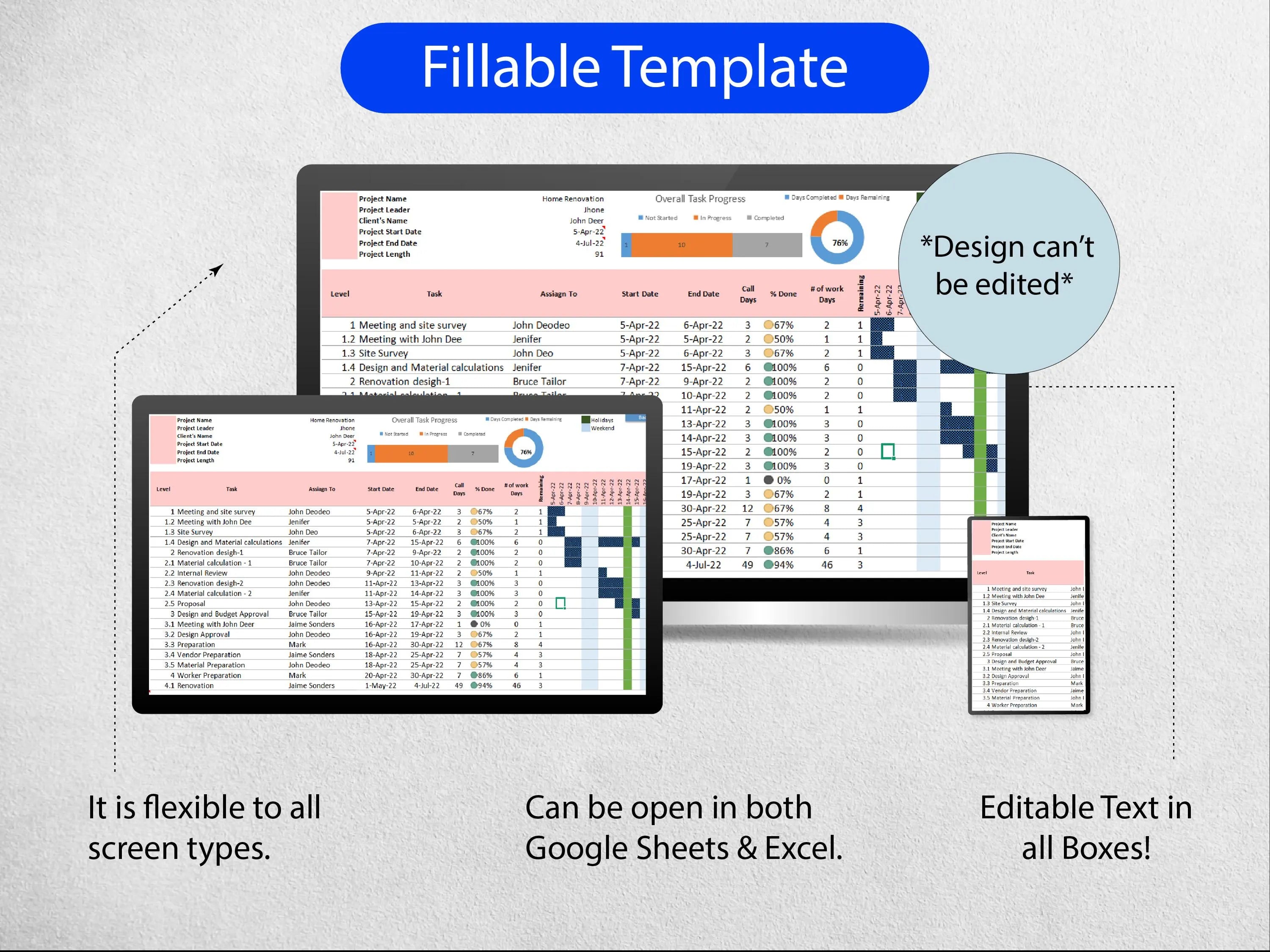 Gantt Chart Project Planner Templates