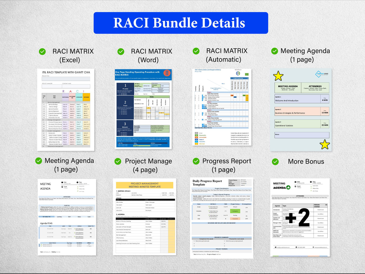 8+ RACI Matrix Templates Bundle