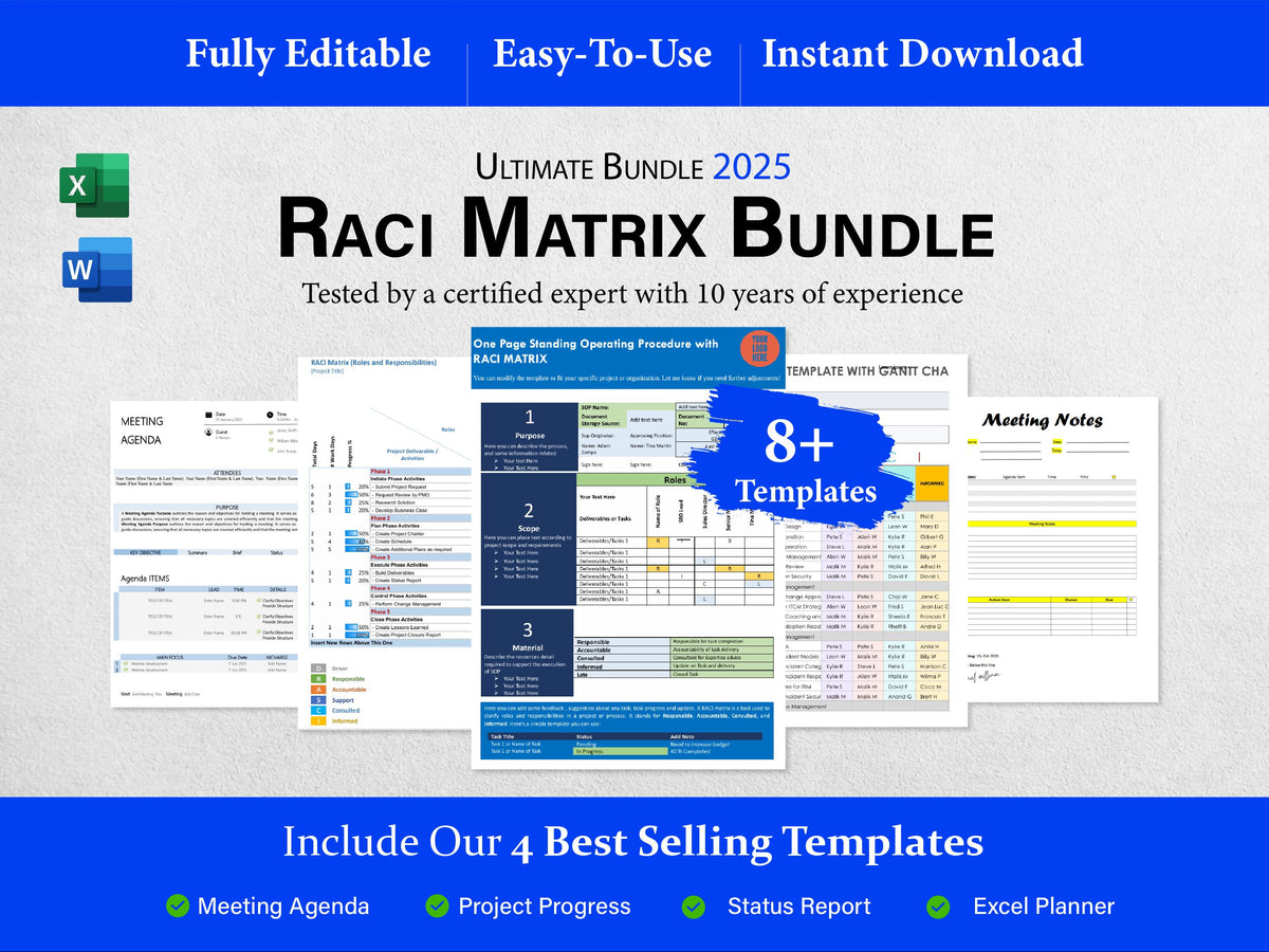 8+ RACI Matrix Templates Bundle
