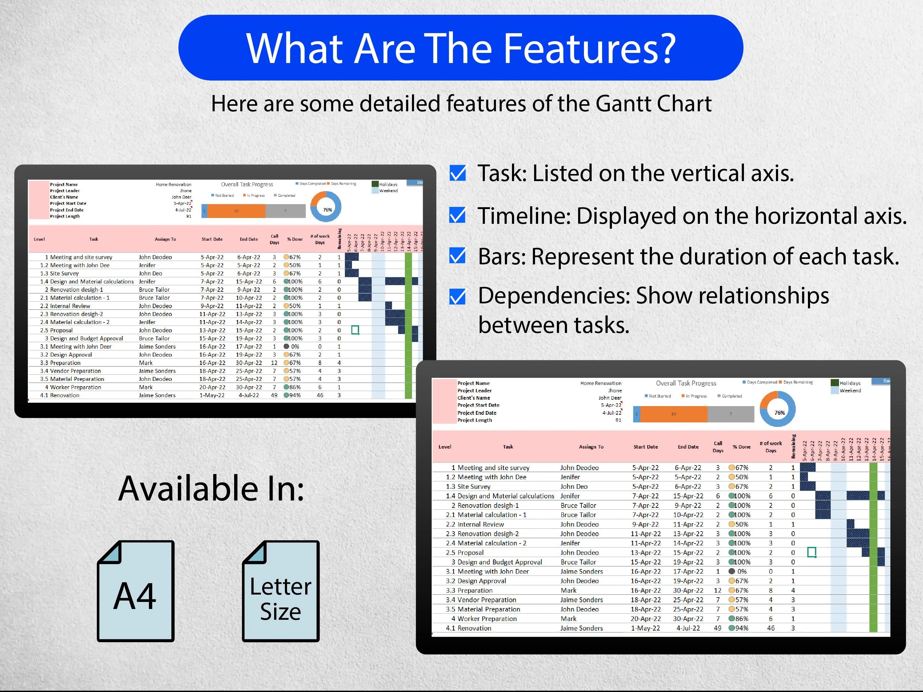 Gantt Chart Project Planner Templates