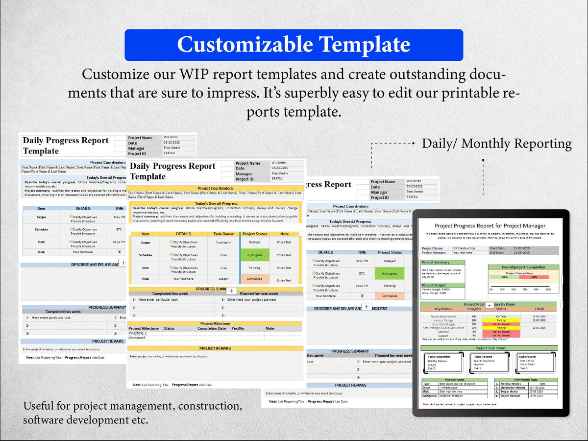 250+ Work in Progress Report Templates
