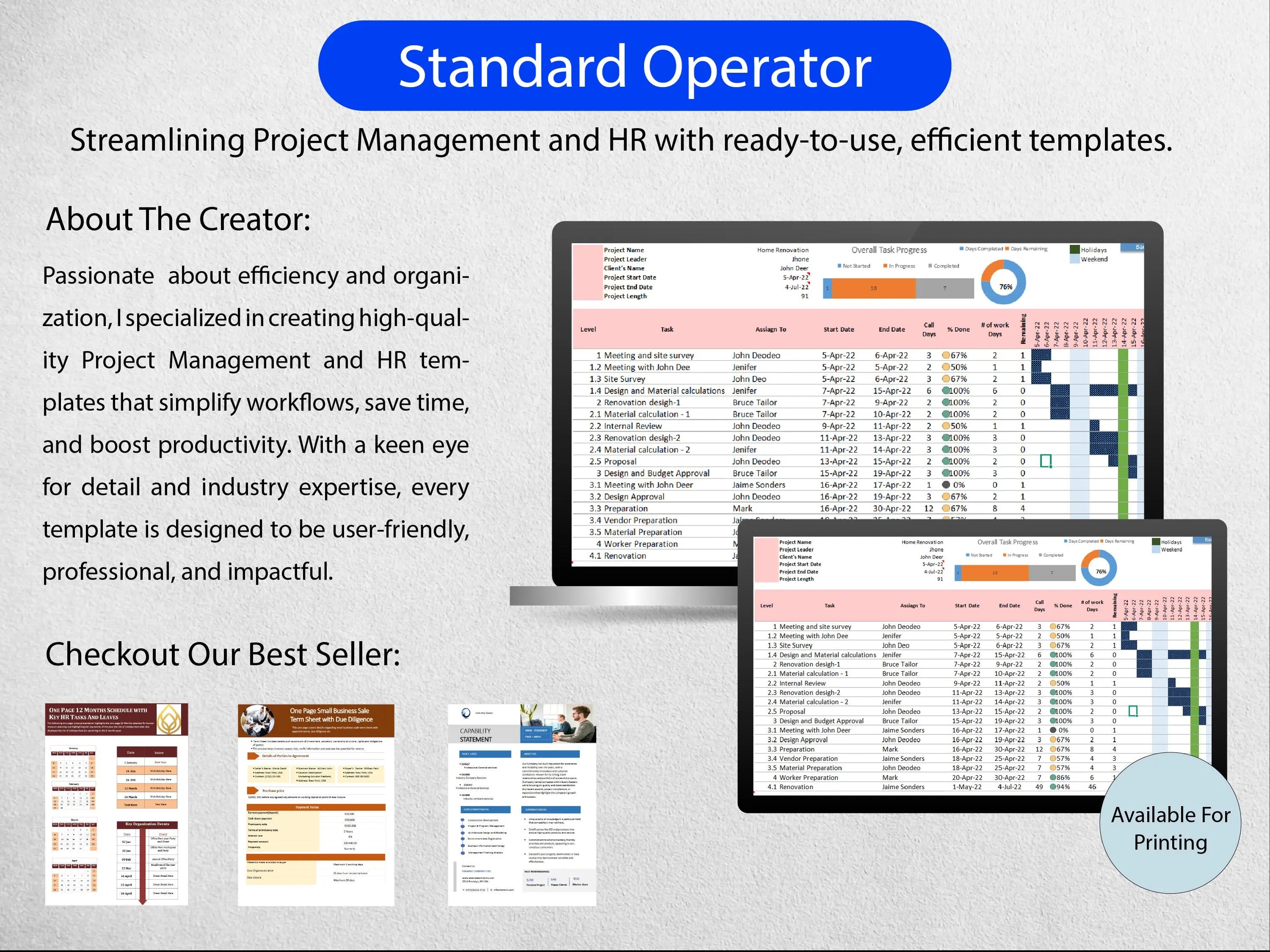 Gantt Chart Project Planner Templates